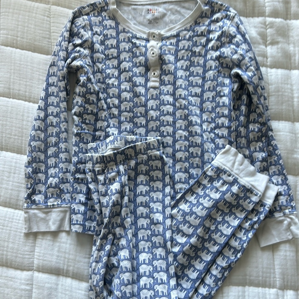 Roberta Roller Rabbit Blue Elephant Kids Pajama Set Size 10